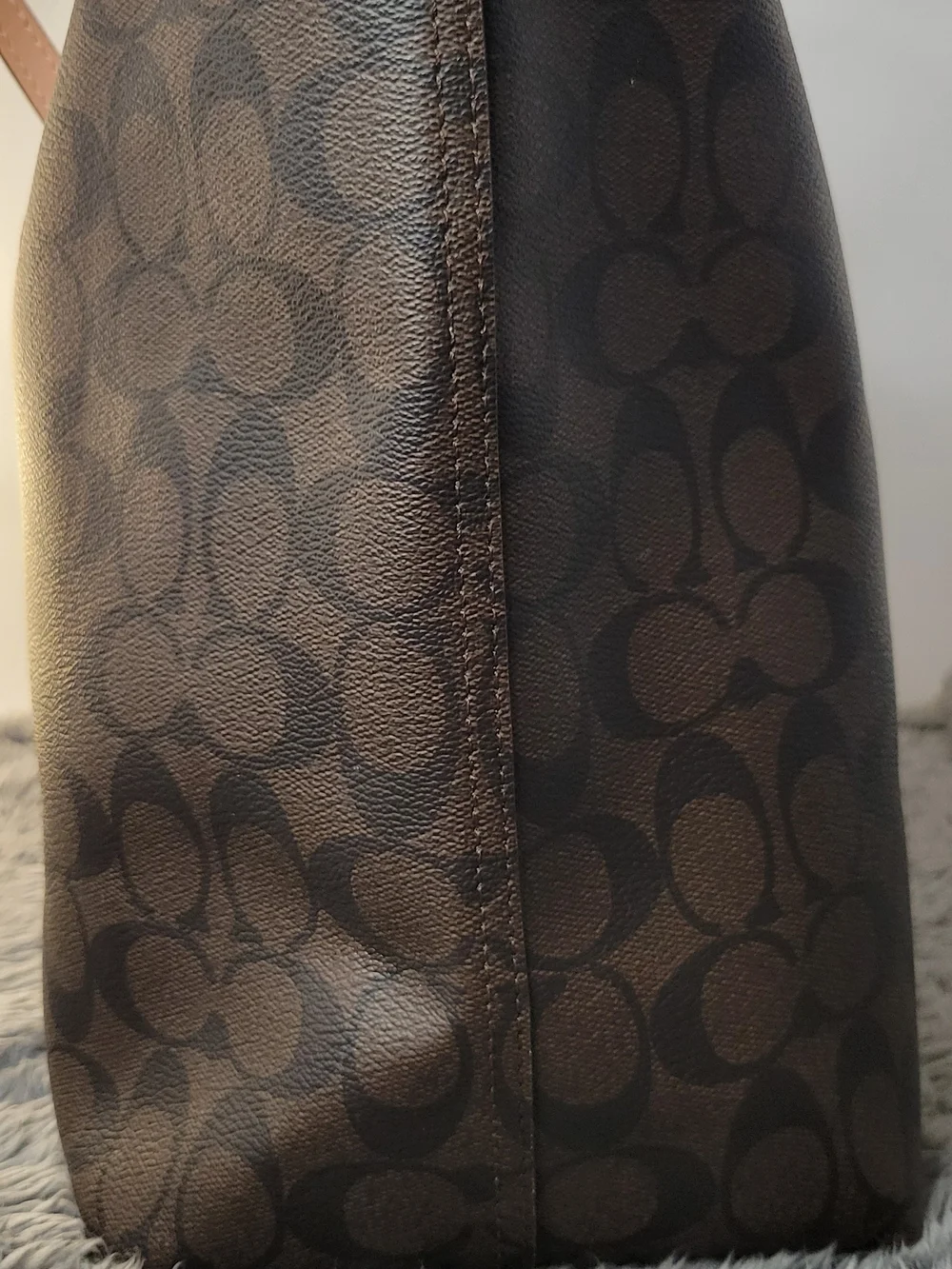 COACH Brown Signature Tote with Pink Trim and Wristlet